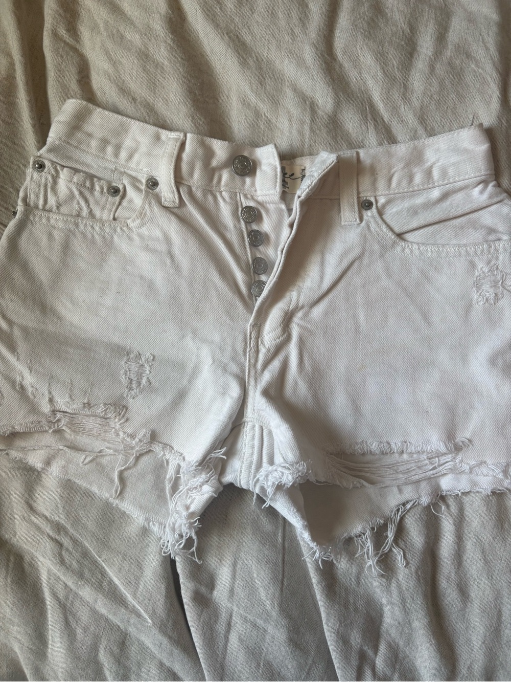 We the Free Women's White Distressed Denim Shorts size 24